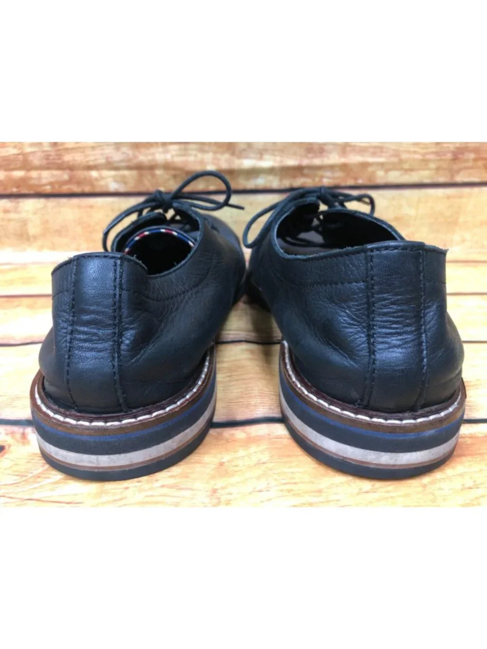 Bostonian Mens 9.5 M Black Leather Oxford Derby 4-eye Shoes